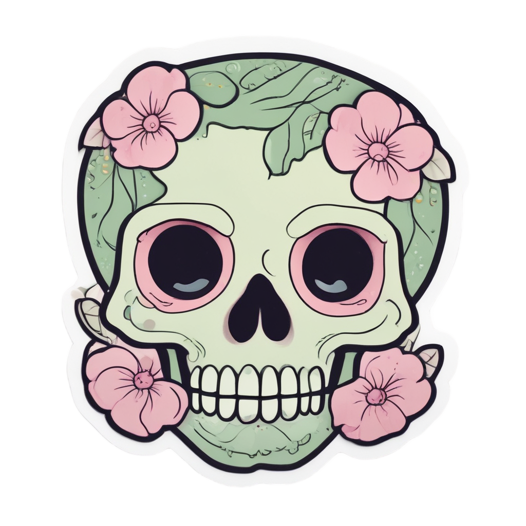 Skull with a Flower — cute skull stickers