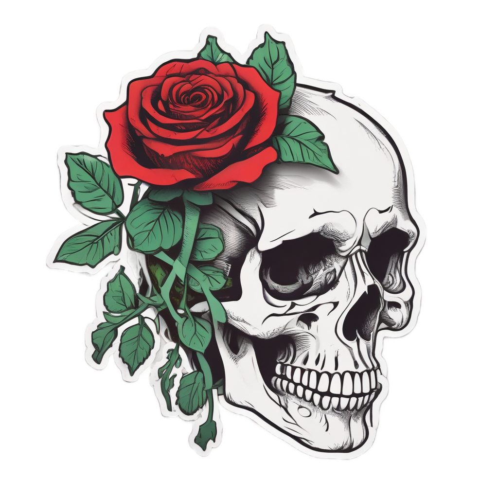 Skull with a Single Rose — war-paint skull stickers
