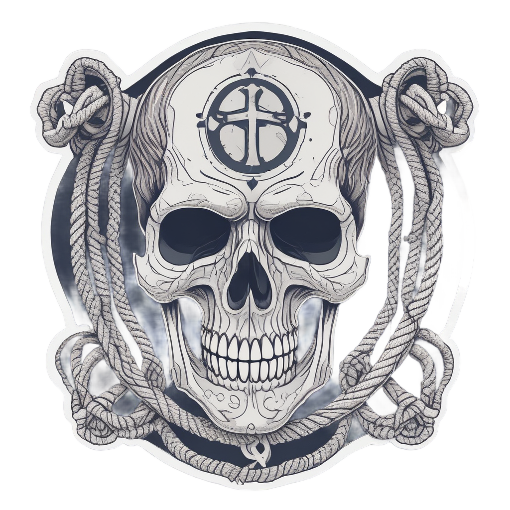 Skull with Anchor and Rope — minimal skull stickers