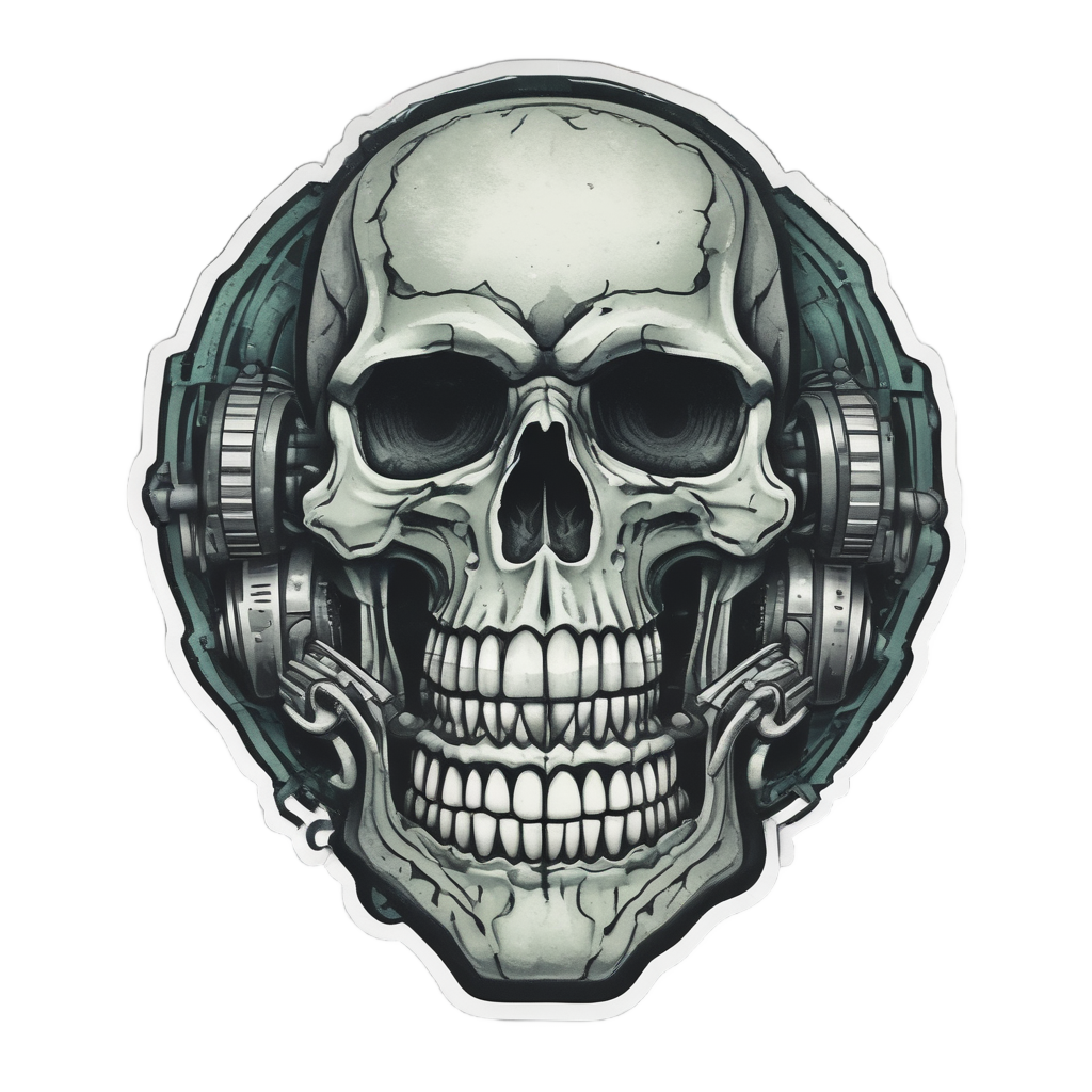 Skull with Axle — biker & chrome skull stickers