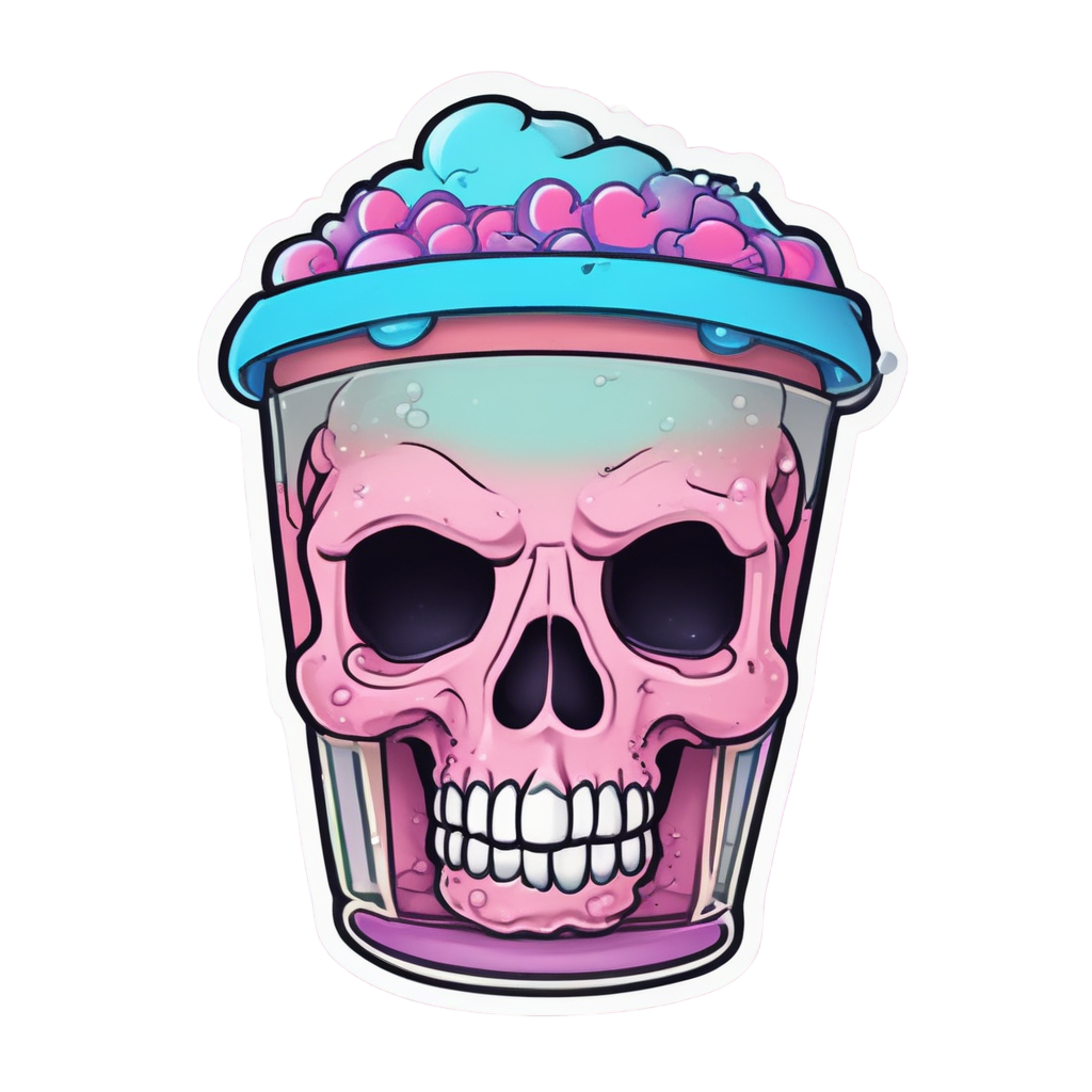 Skull with Boba Tea — boho skull stickers