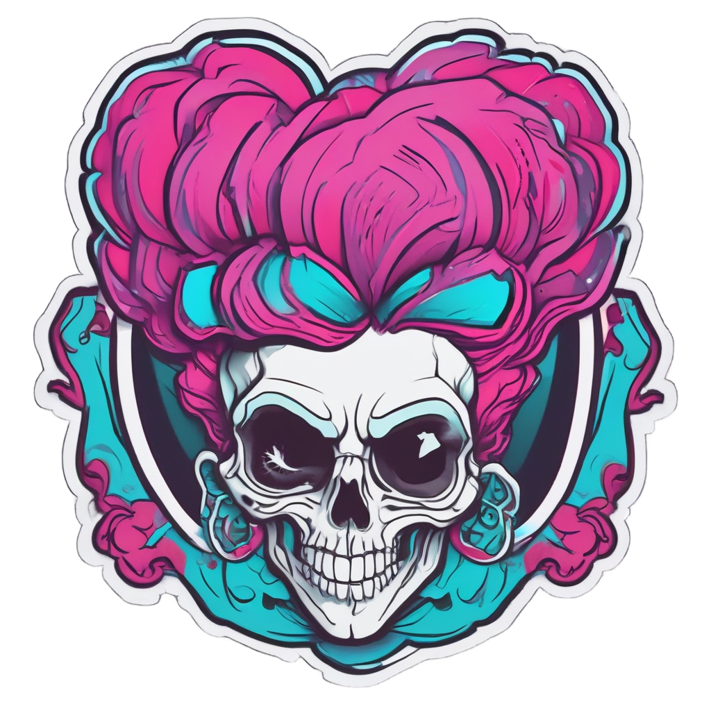 Skull with Bouffant Hair — cute skull stickers