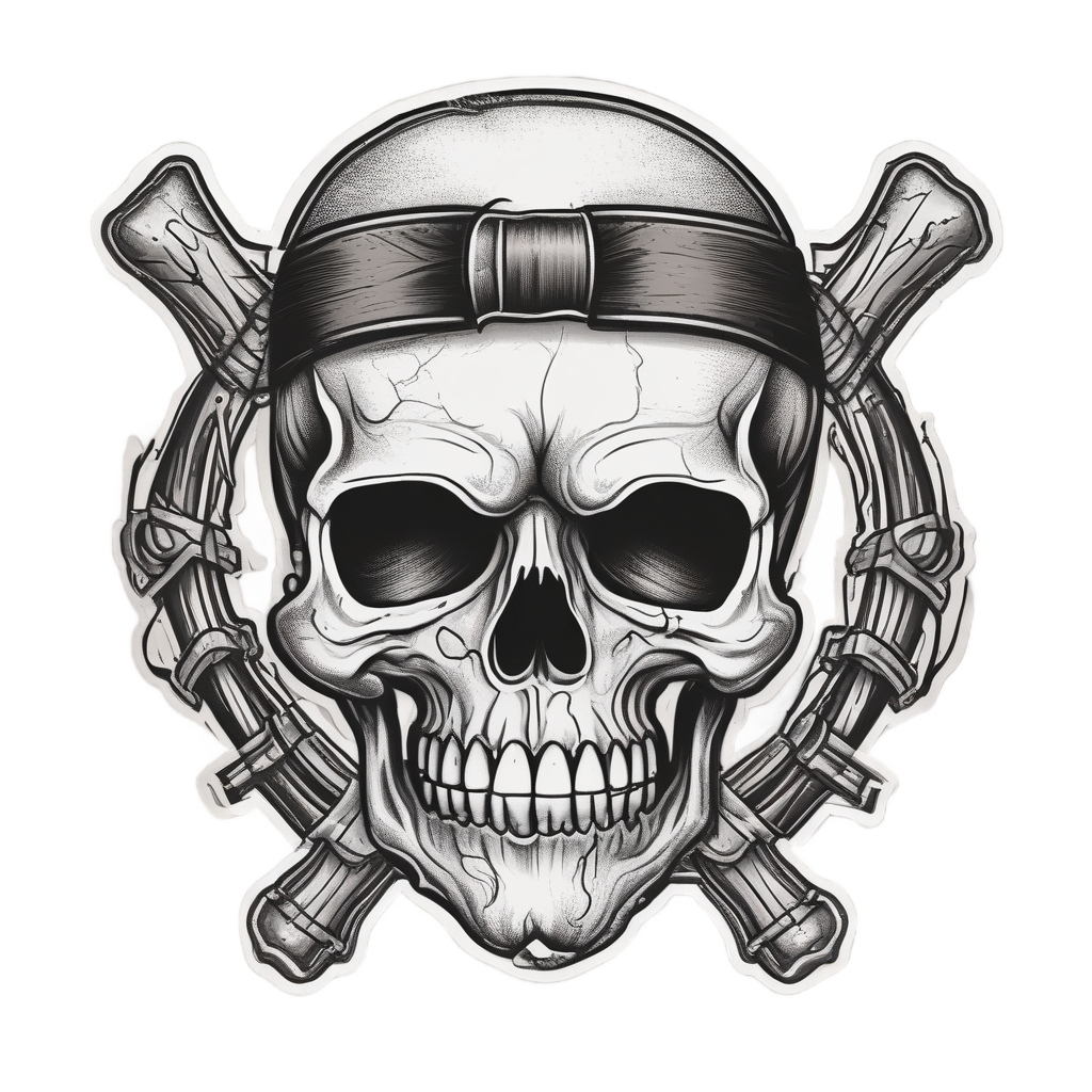 Skull with Bow Tie Bone — cute skull stickers
