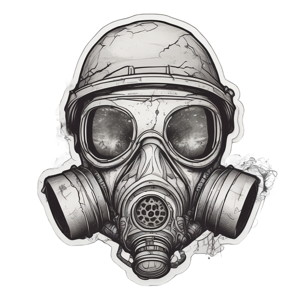 Skull with Broken Filter — gas mask stickers
