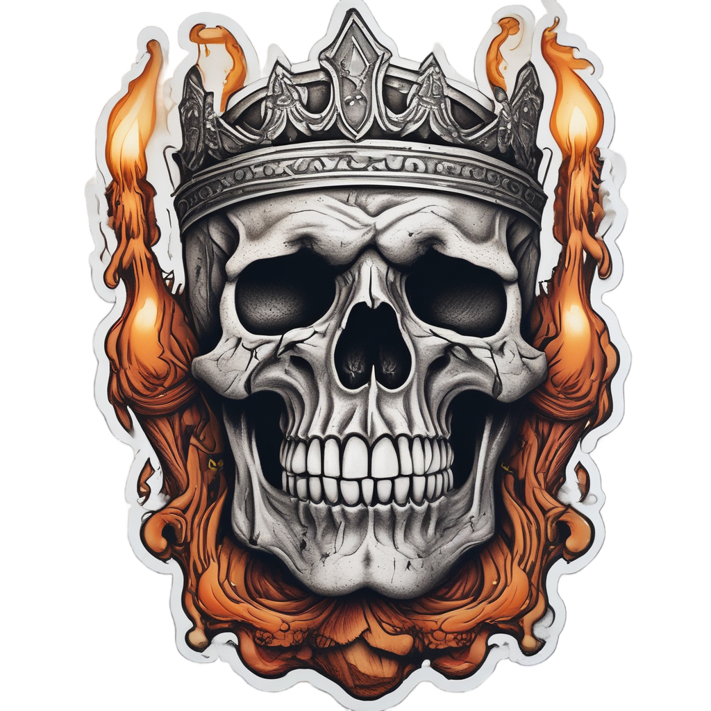 Skull with Candle Flame Crown — boho skull stickers