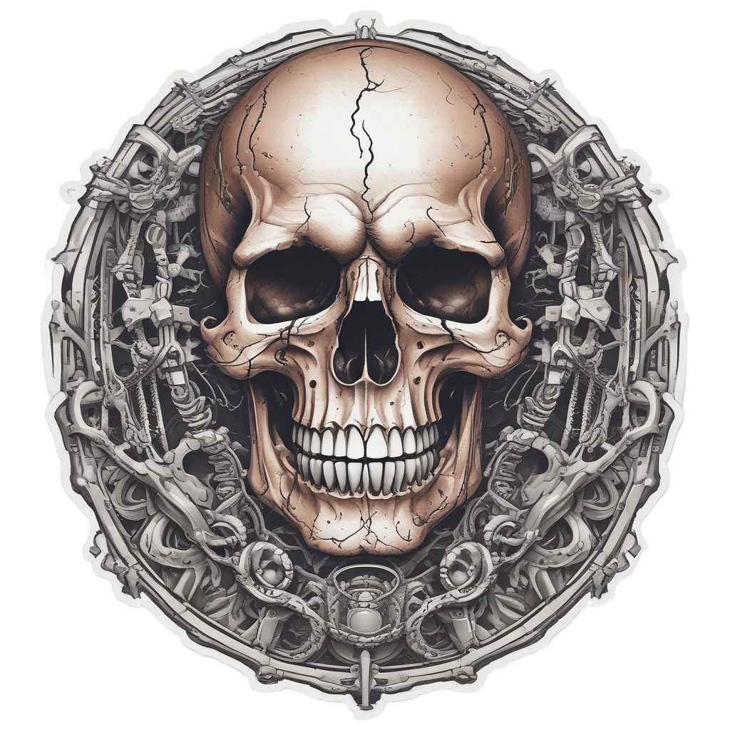Skull with Chains Breaking — boho skull stickers