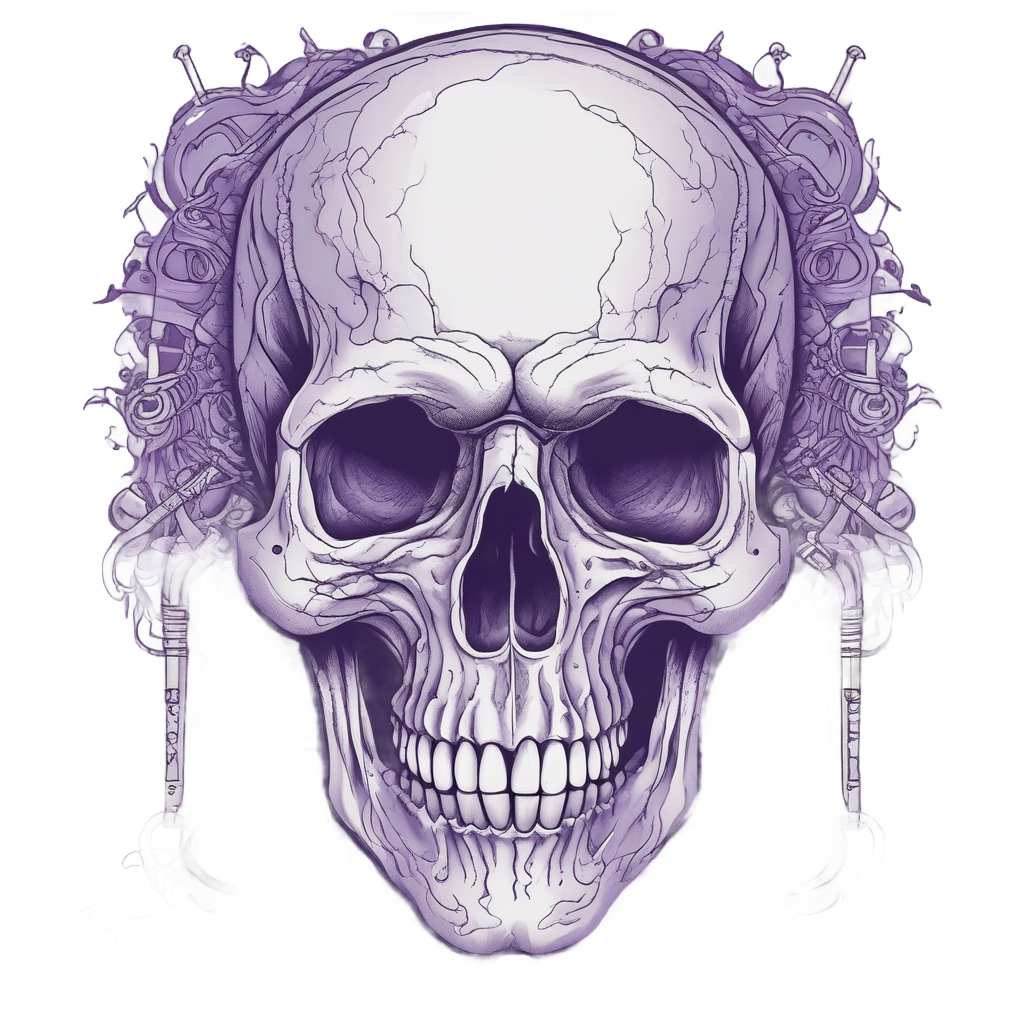 Skull with Cigarette Smoke — barbed wire stickers