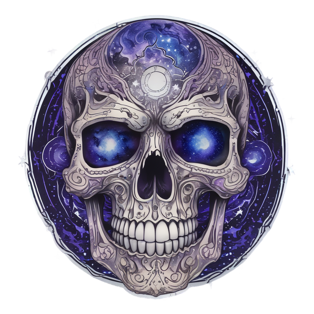 Skull with Cosmic Aura — galaxy stickers