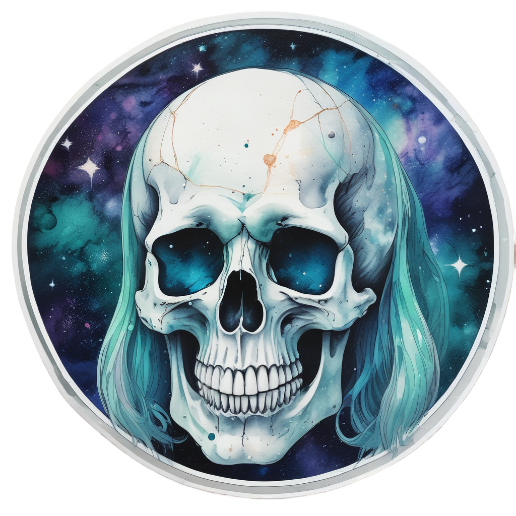 Skull with Cosmic Veil — galaxy stickers