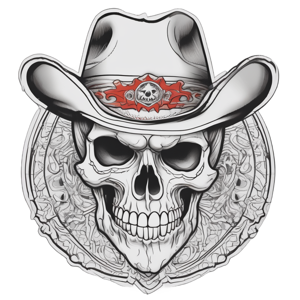 Skull with Cowboy Hat — minimal skull stickers