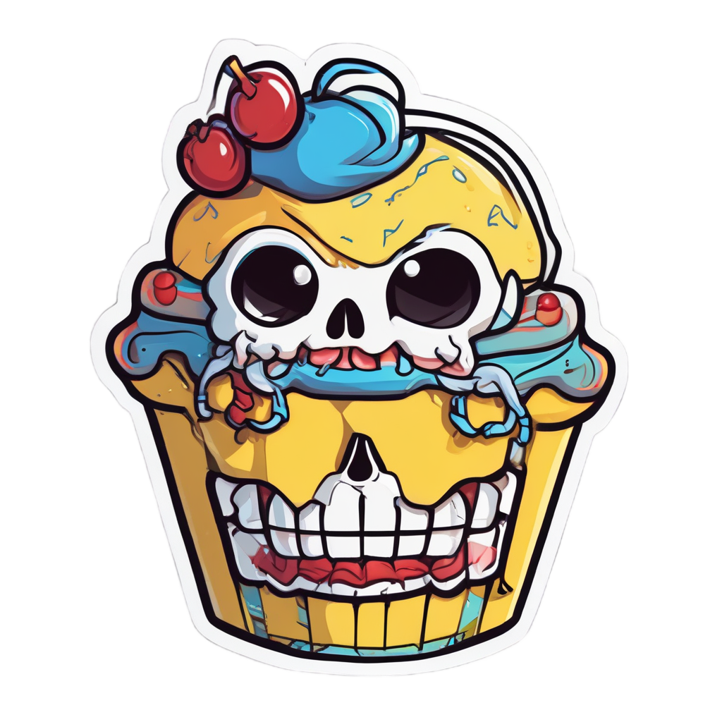 Skull With Cupcake Wire — barbed wire stickers