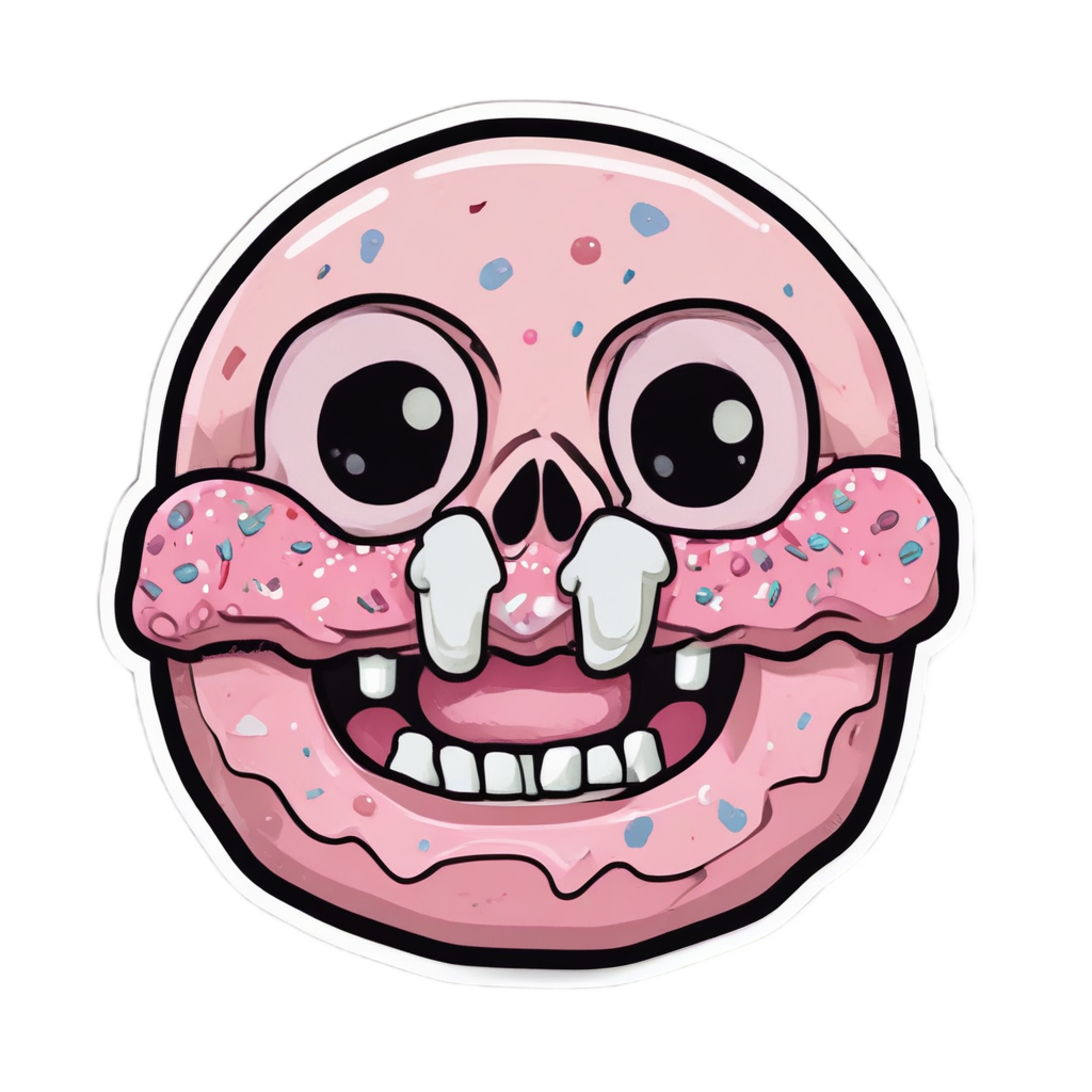 Skull with Donut Prop — minimal skull stickers