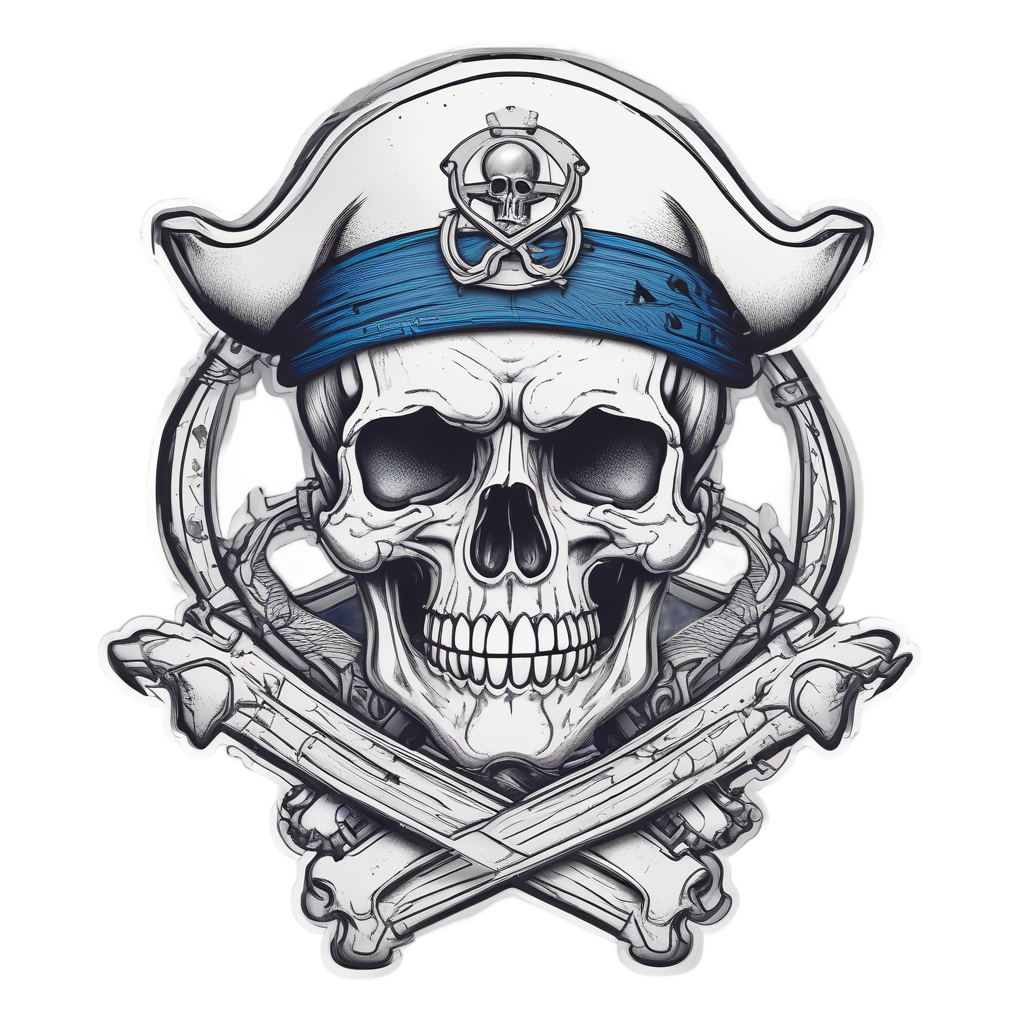 Skull with Eye Patch and Anchor — minimal skull stickers