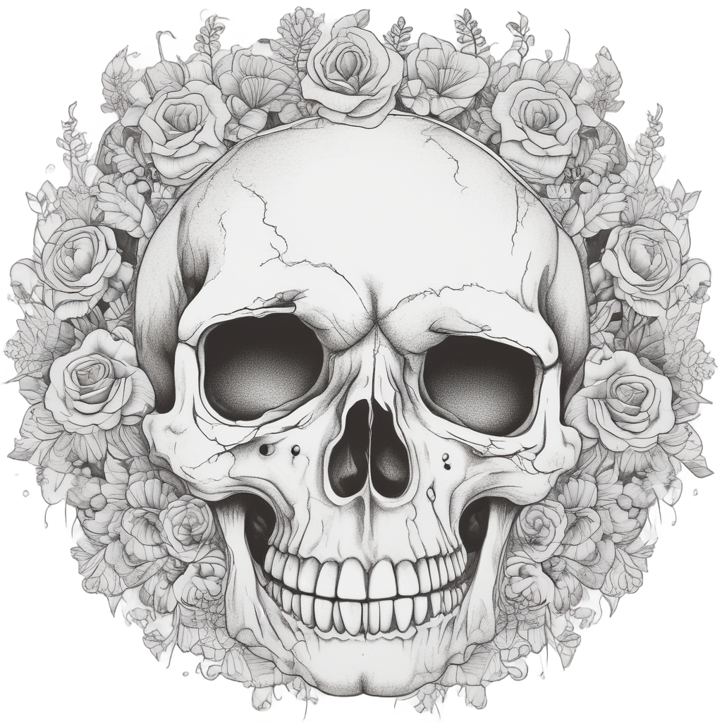 Skull with Flowers — minimal skull stickers