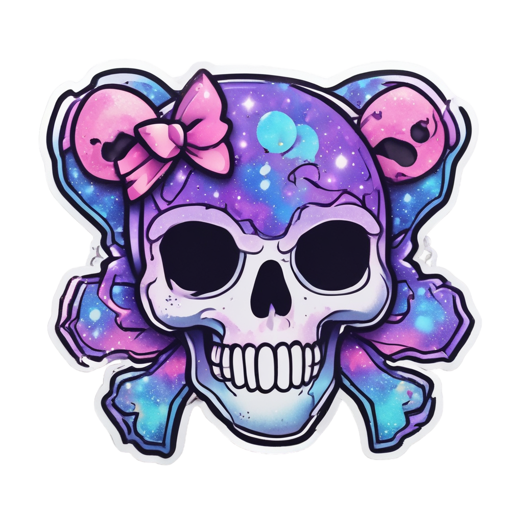Skull with Galaxy Bow — cute skull stickers