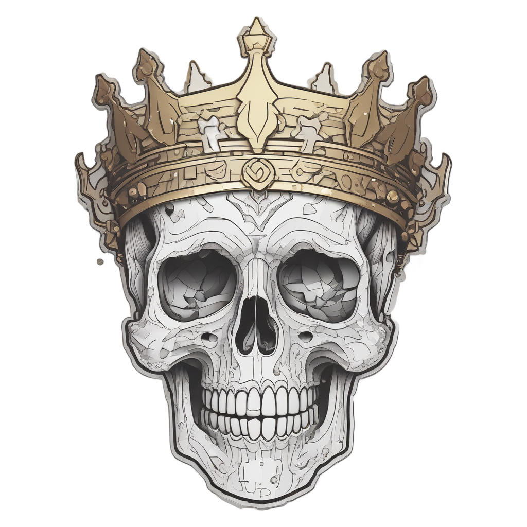 Skull with Glitch Crown — neon cyber skull stickers