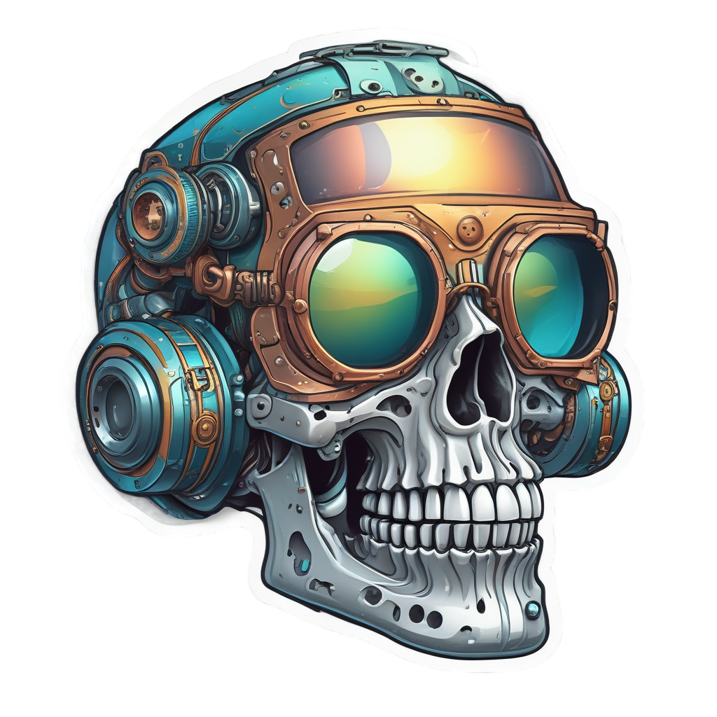Skull with Goggles — biker & chrome skull stickers