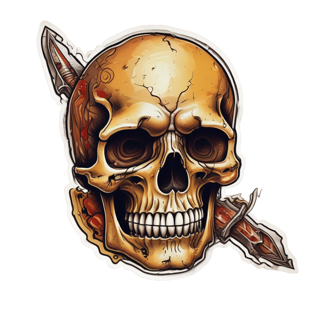 Skull with Knife Through Temple — war-paint skull stickers