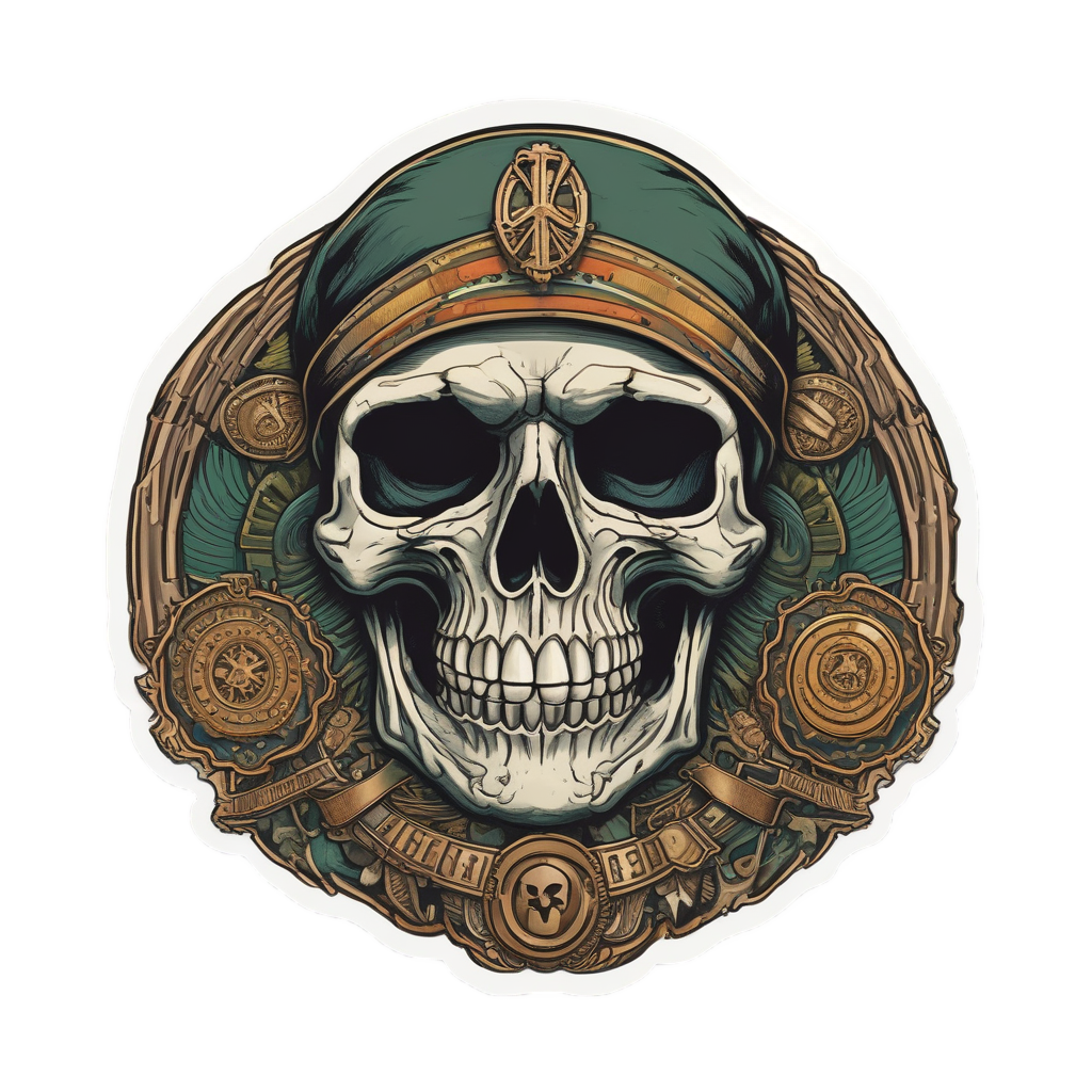 Skull with Medals and Ribbons — war-paint skull stickers