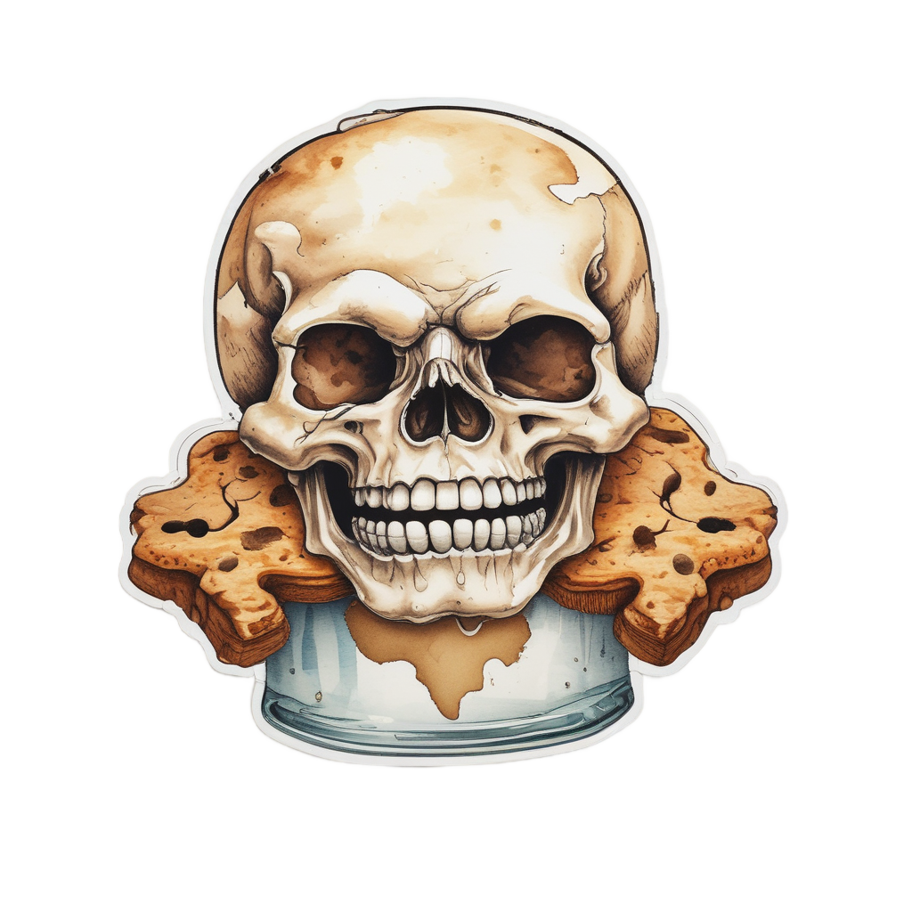 Skull with Milk and Cookies — funny & humor stickers