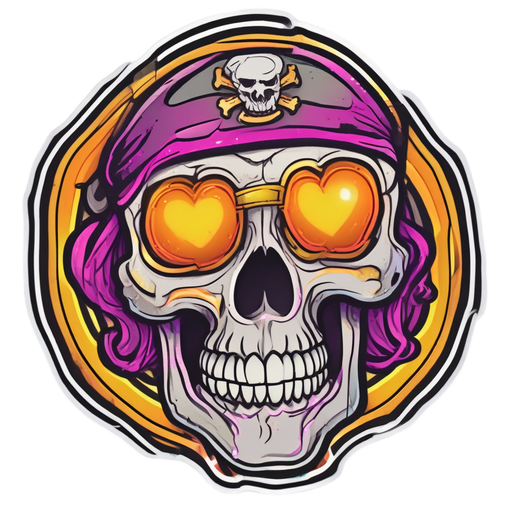 Skull with Neon Earring — skull & crossbones stickers