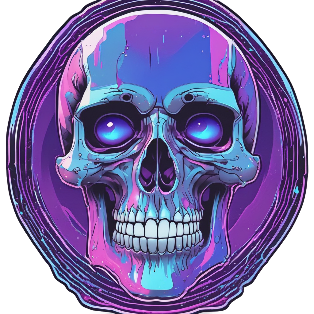 Skull with Neon Tears — neon cyber skull stickers