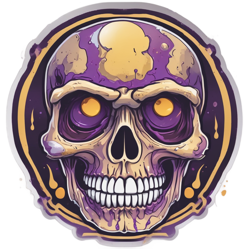 Skull with Oil Drip — biker & chrome skull stickers