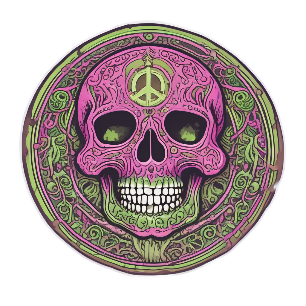 Skull with Peace Sign — boho skull stickers