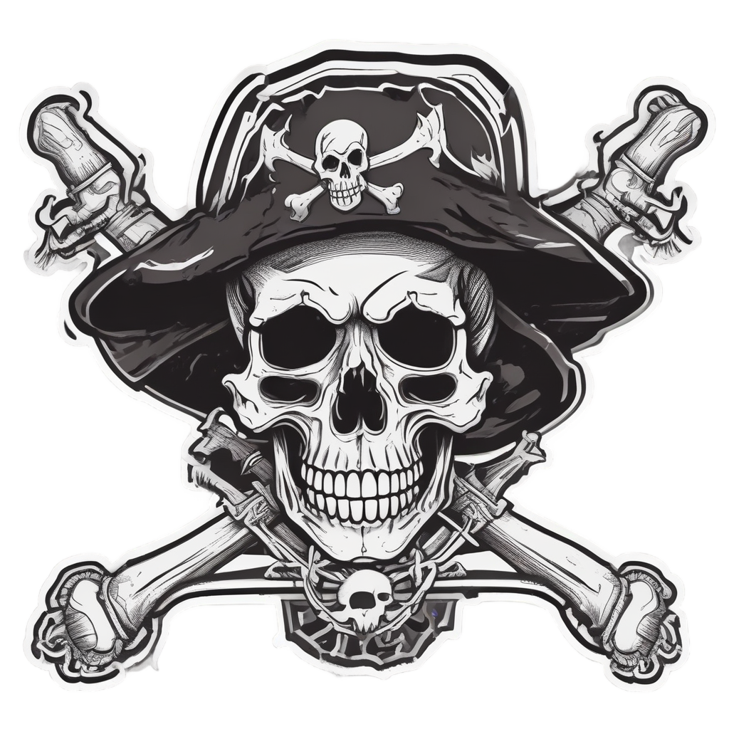 Skull with Pirate Hat and Flag — skull & crossbones stickers
