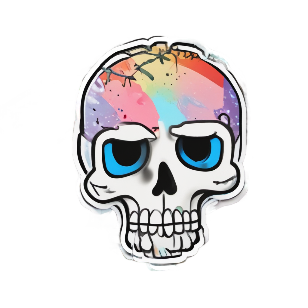 Skull with Rainbow Barb — rainbow stickers