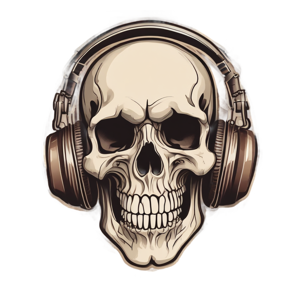 Skull with Retro Radio — cute skull stickers