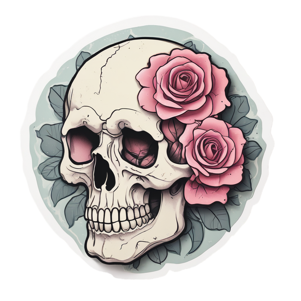 Skull with Rose Blush — cute skull stickers