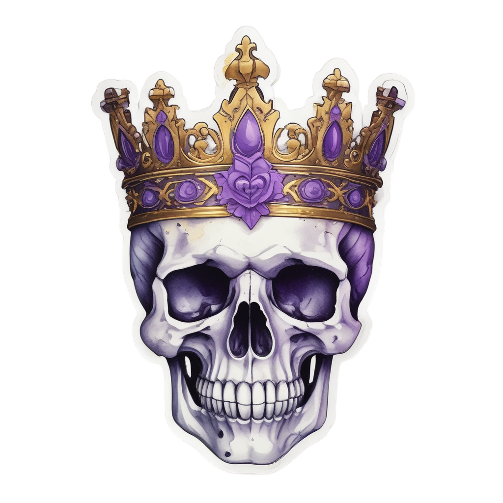Skull with Royal Purple Bow and Crown — cute skull stickers