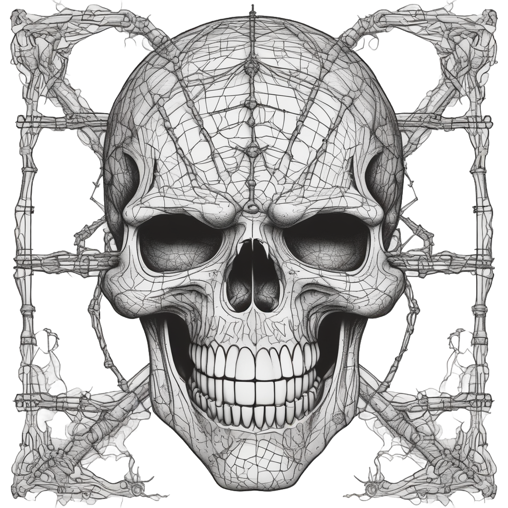 Skull with Spiderweb — barbed wire stickers