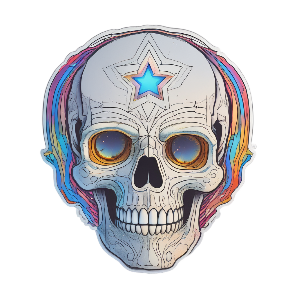 skull with star eyes — minimal skull stickers
