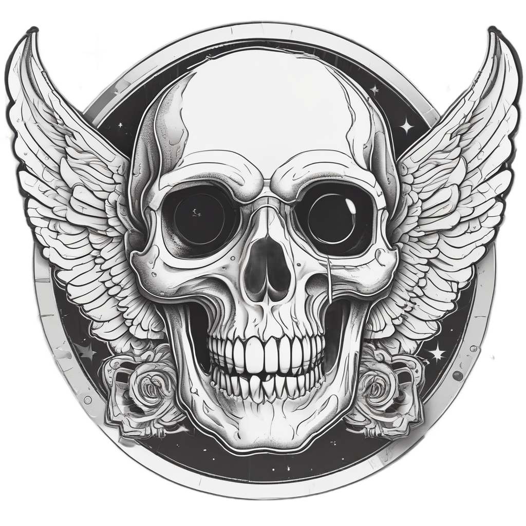 Skull with Telescope — biker & chrome skull stickers