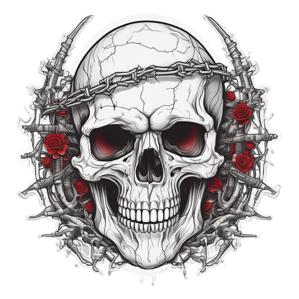 Skull with Thorn Wire — minimal skull stickers