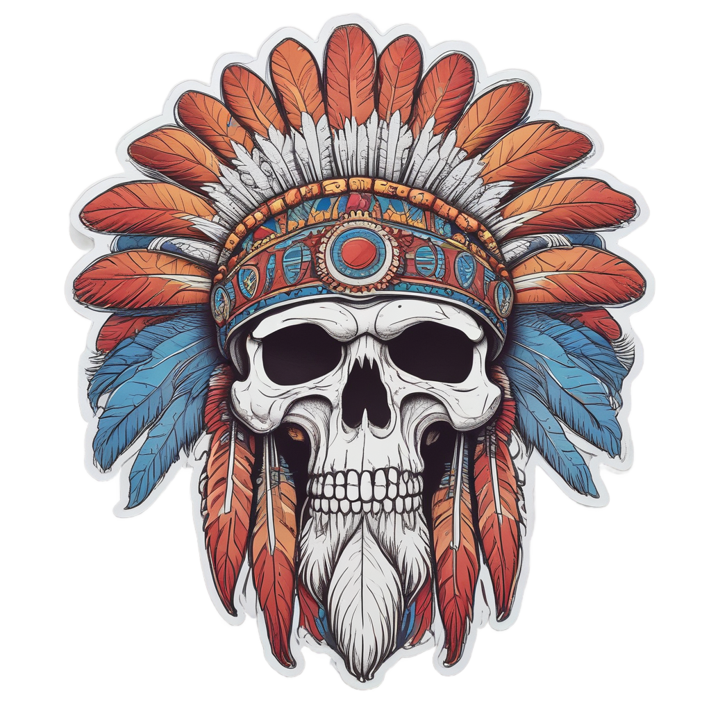 Skull with War Bonnet — war-paint skull stickers