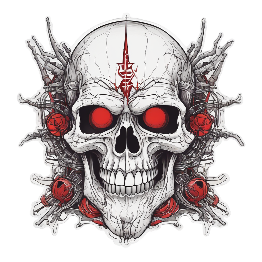 Skull with Wire Spikes — barbed wire stickers