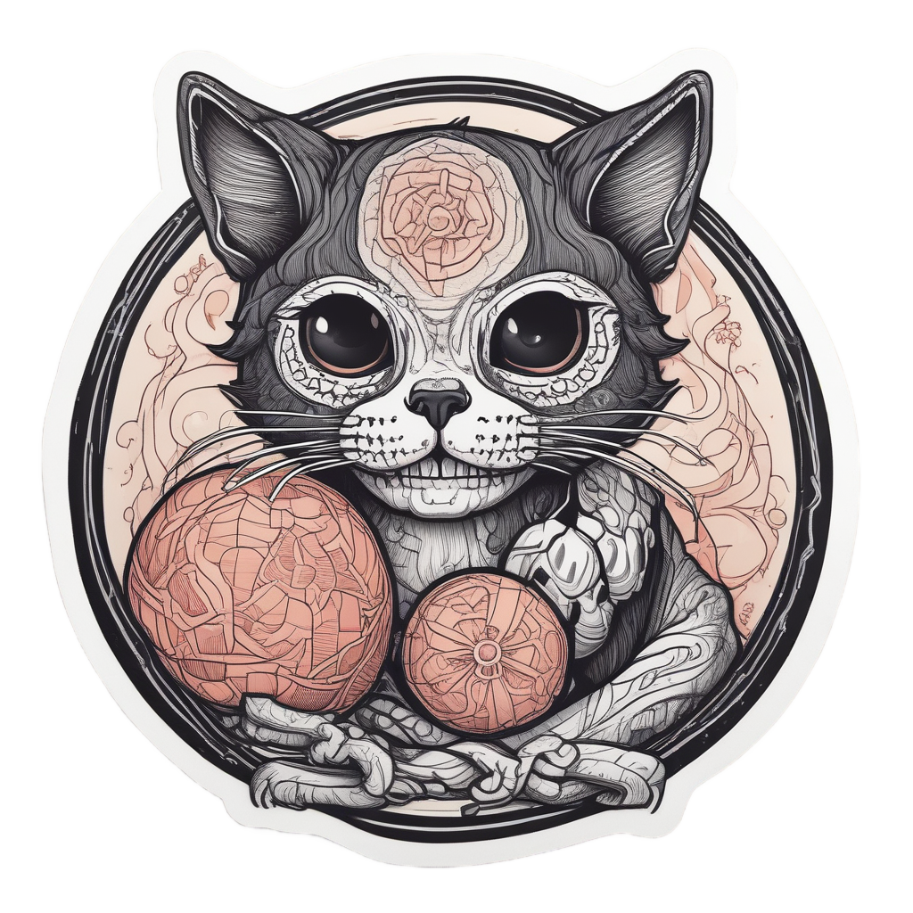 Skull with Yarn Ball — cute skull stickers