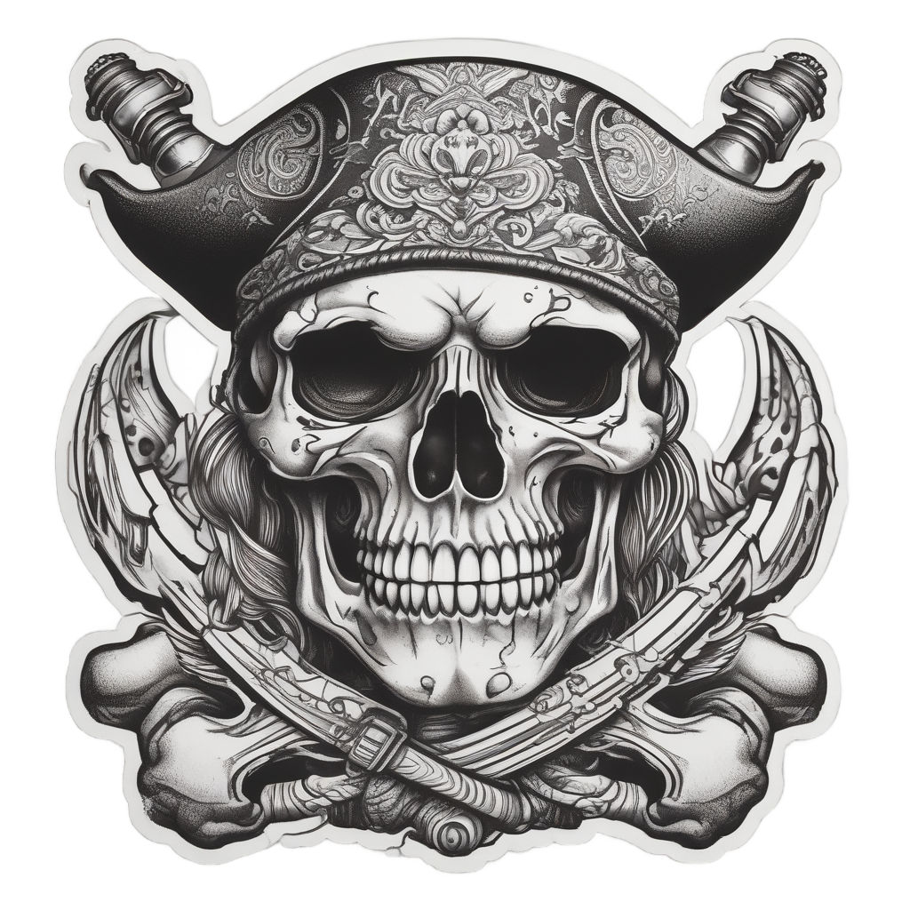 Skull Wrench Pirate — biker & chrome skull stickers