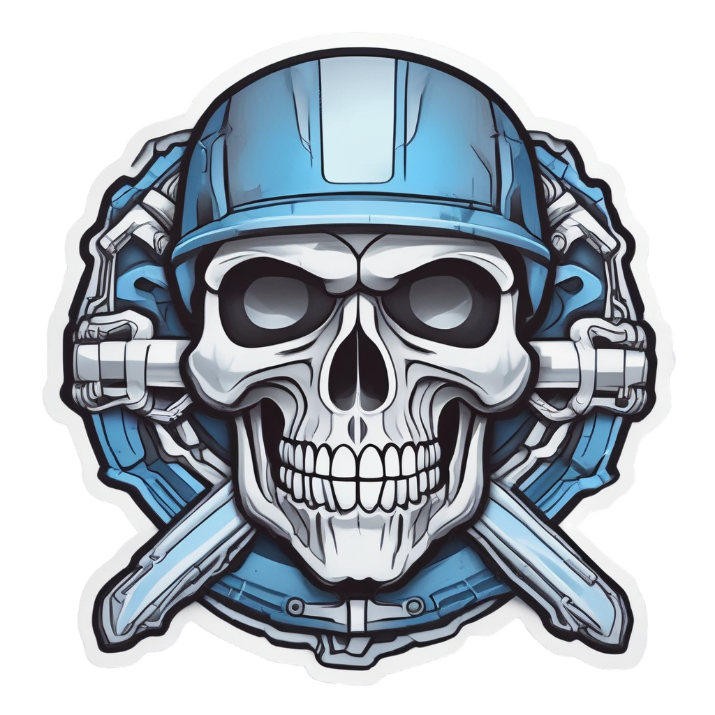 Skull Wrenches Chrome Jaw — biker & chrome skull stickers
