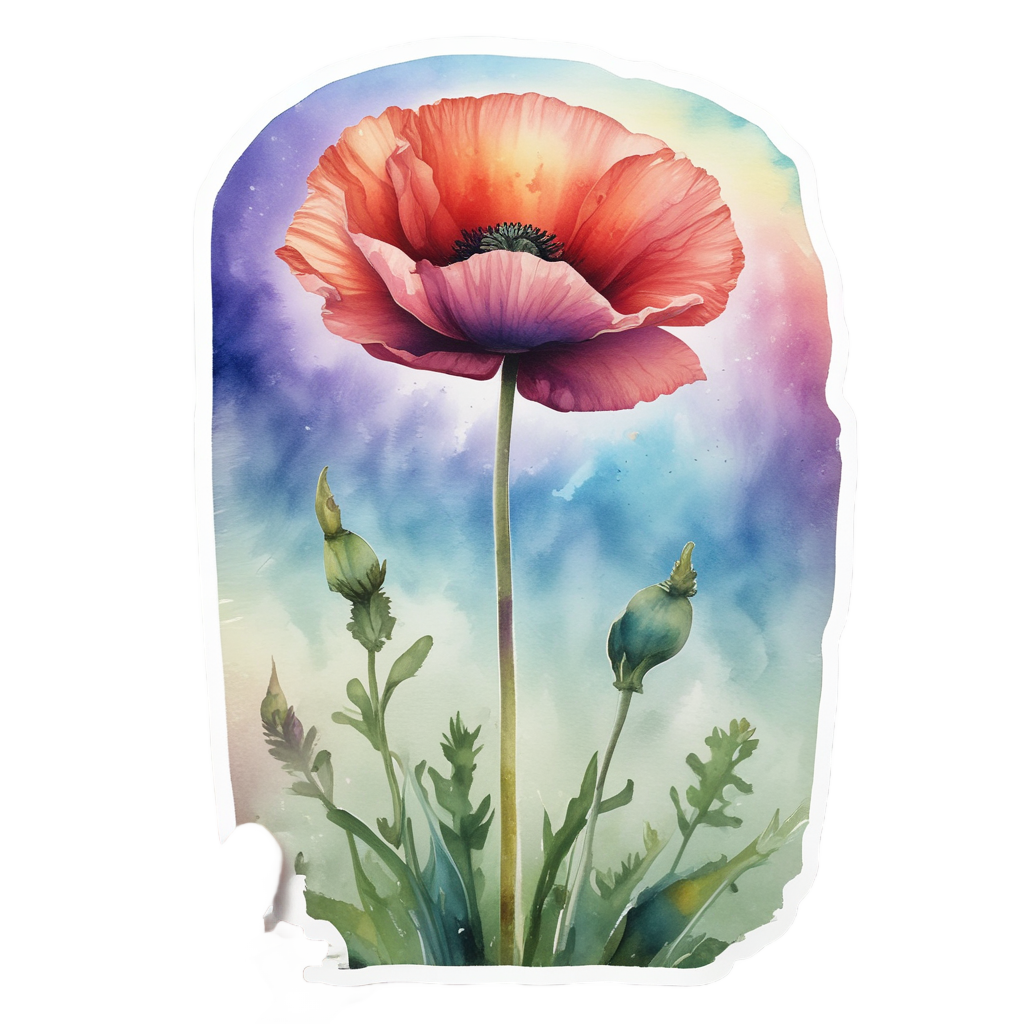Skyward Poppy Bloom — wildflowers stickers