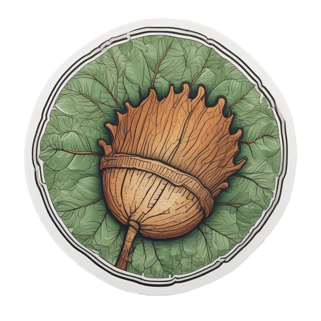 Sleeping Acorn on Leaf — forest floor stickers