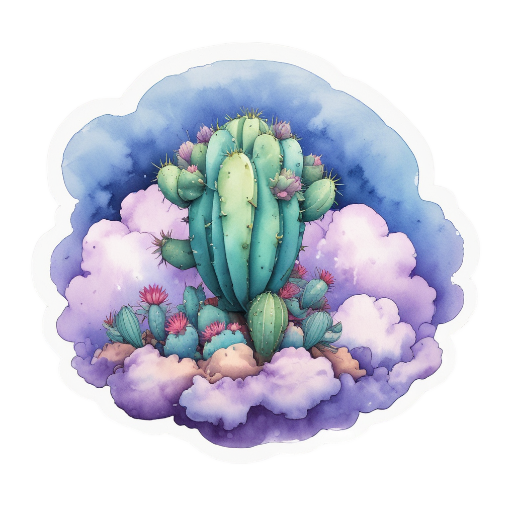 Sleeping Cactus on Cloud — succulents stickers