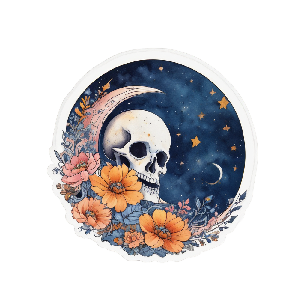 Sleeping Calavera with Stars — sugar skull stickers