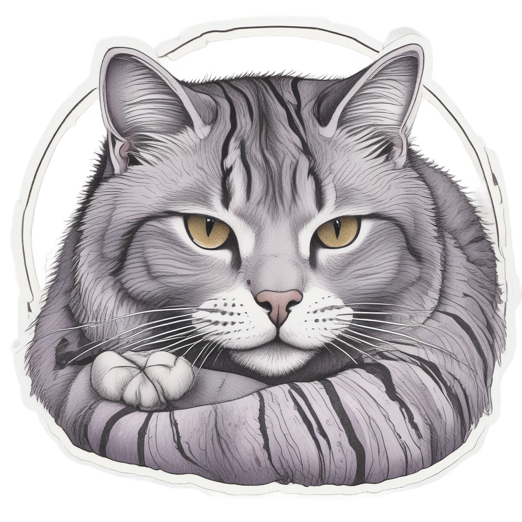 Sleeping Crescent Tabby — cats stickers