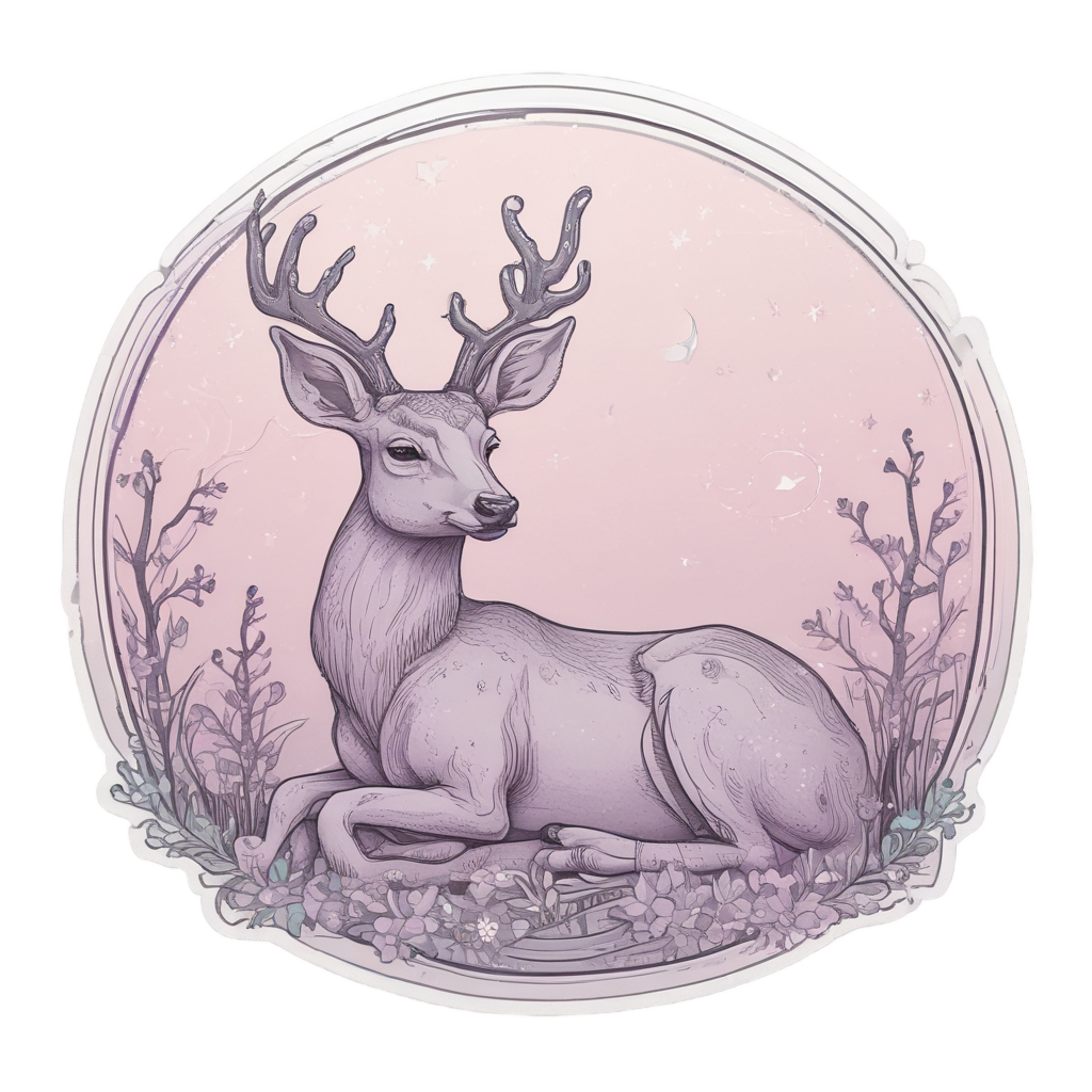 Sleeping Deer Moon — wildlife stickers