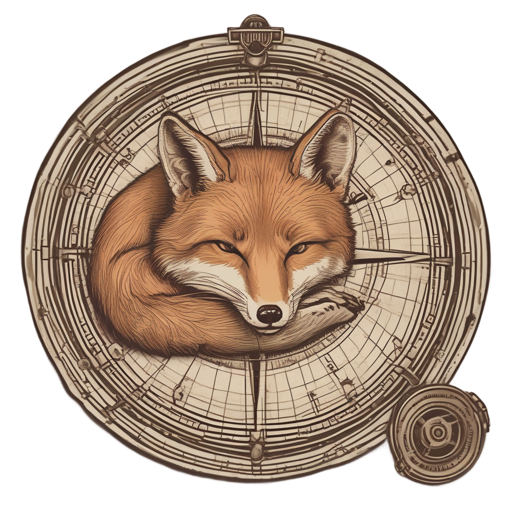 Sleeping Fox with Compass — woodland nursery stickers