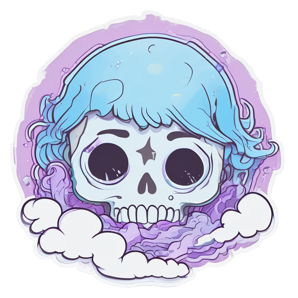 Sleeping Glitch Zzz Skull — neon cyber skull stickers